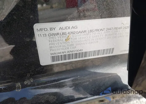 2014 Audi A4 2.0T Premium из США, поврежденный, VIN WAUAFAFL2EN023040